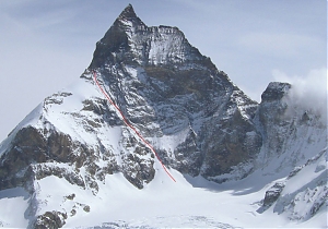 Zjazd zachodnim kuluarem Matterhornu
