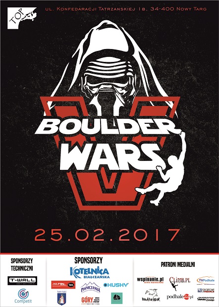Zawody wspinaczkowe Boulder Wars Centrum Wspinaczkowe TOP Nowy Targ - plakat
